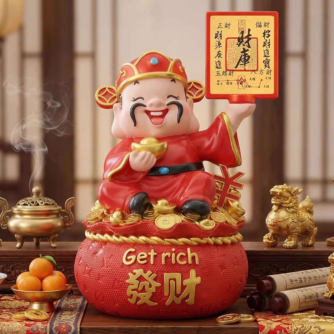 财神爷储蓄罐存钱罐创意摆件乔迁开业礼物玄关桌面收银台新年装饰