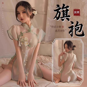 2025新款 性感睡衣纯欲诱惑老公禁欲系透视旗袍开衩制服情取qqny女