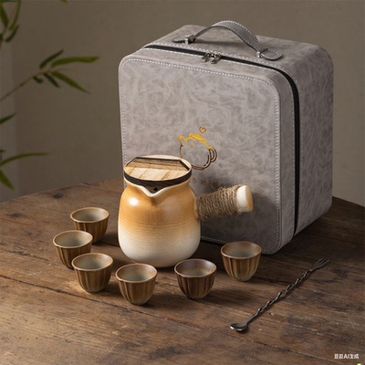 罐罐壶侧把壶烤奶罐家用粗陶耐高温围炉煮茶炭火创意户外便携包包