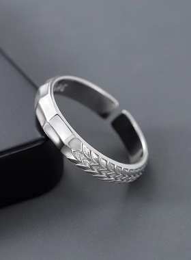 国风潮铜镀银手工饰品泰银色戒指款个性简约复古风开口食指戒身戒