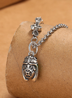 复古民族风彩色金蝉项链女同款做旧滴胶工艺新设计感简约创意项饰