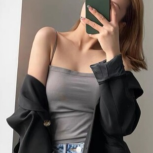 新款 舒适百搭主播穿搭性感小吊带背心女带胸垫无钢圈内搭外穿 时尚