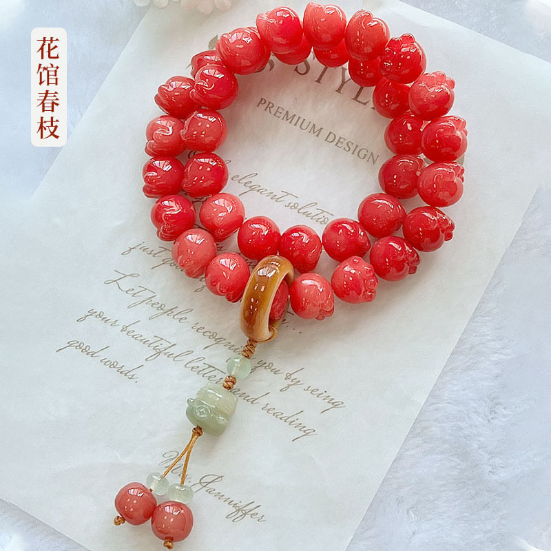 随身把玩减压养生天然菩提根紫乌梅酱色猫爪手串链佛念珠文玩礼品