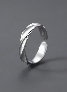 国风潮铜镀银手工饰品戒指街冷淡风食指戒子莫比乌斯开口指环款礼