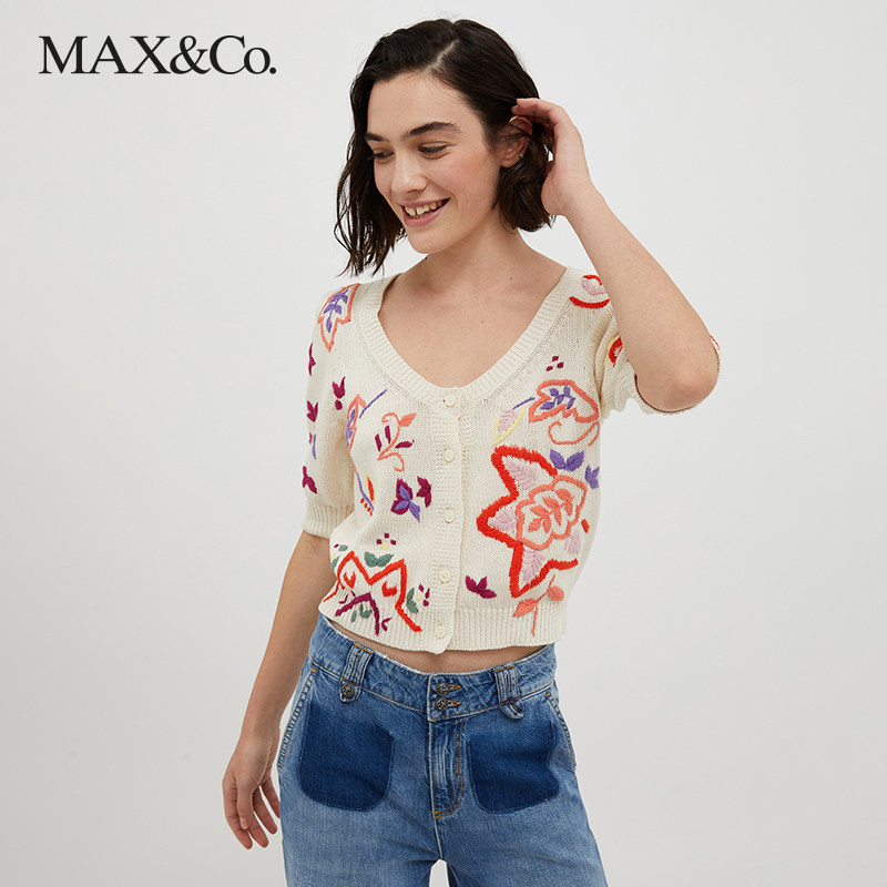 MAX&Co.2023春夏新款 全棉刺绣针织开衫7341043003001 maxco怎么样,好用不?