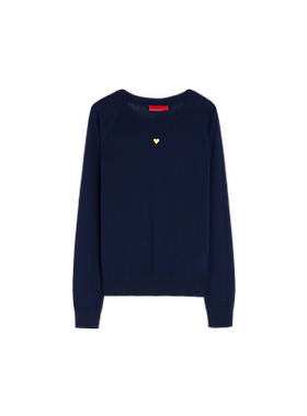 MAX&Co.女装宽松海军蓝心形毛衣羊毛套头衫8369954402maxco
