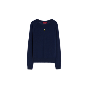 MAX&Co.女装宽松海军蓝心形毛衣羊毛套头衫8369954402maxco