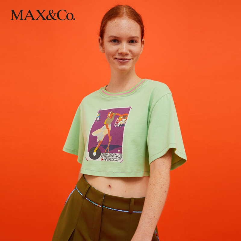MAX＆CO．MAX&印花短款T恤