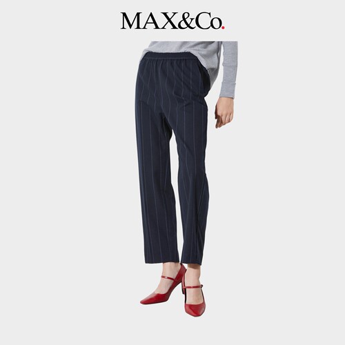 【季末甄选】MAX&Co.女装修身细条纹法兰绒长裤6136035302
