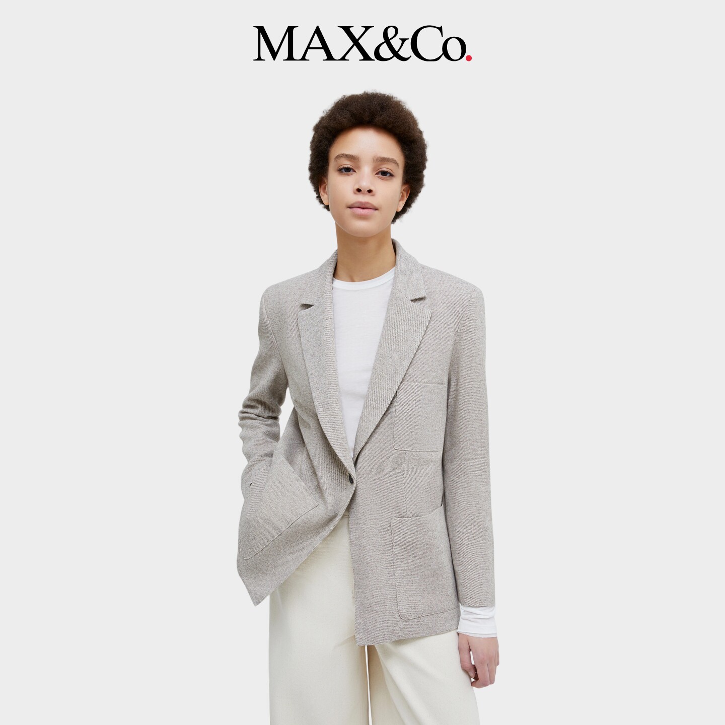 MAX&Co.女装原色棉毛混纺西装毛呢外套6046034402