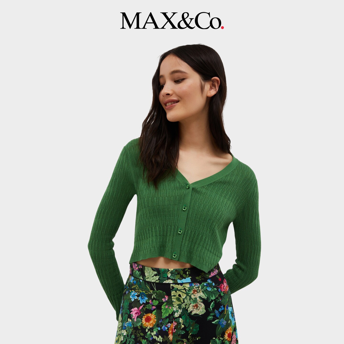 MAX&Co.女装直筒莫代尔纤维棉混纺毛衣开衫7344013003003