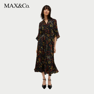 MAX&Co.夏日宽松双绉印花碎花衬衫连衣裙长裙6226114102