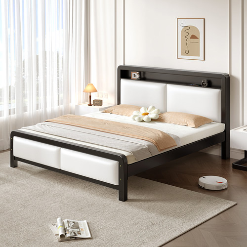 铁艺床双人床家用现代简约1.8米加粗加厚铁架床1.2单人床出租房用