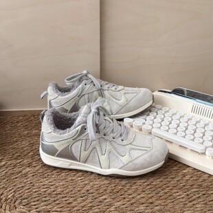 冬季加绒板鞋女款2025冬季新款保暖棉鞋厚底二棉鞋子学生运动鞋