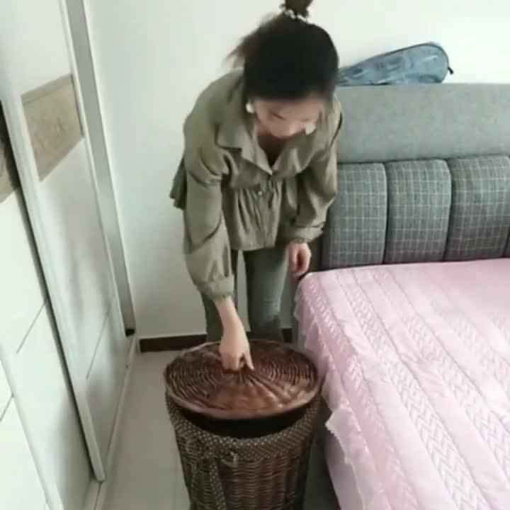 脏衣篮藤编收纳筐篓带盖