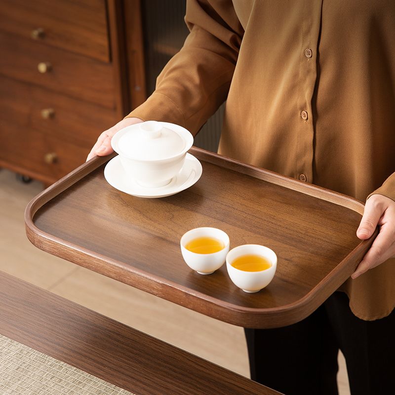 日式竹木质茶托盘家用水
