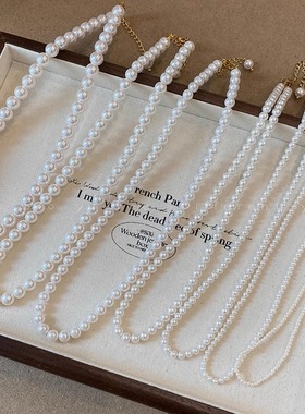 fever同款施家珍珠串珠项链女轻奢小众高级感锁骨链复古法式颈链