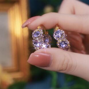 2024新款锆石复古耳饰满钻超闪耳环小众时尚百搭气质爆款精致耳扣