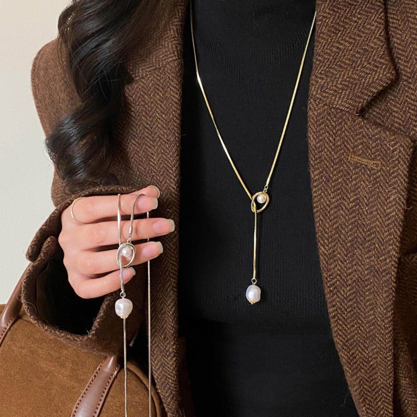法式秋冬复古珍珠项链女款2025新款长款毛衣链气质高级感轻奢配饰