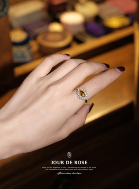 《风之旅人》复古设计感宫廷虎睛石虎眼石S925纯银镀金戒指环女