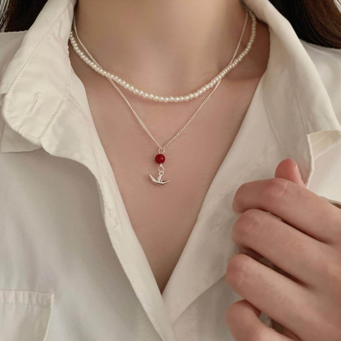 一帆风顺项链2025年新款叠戴吊坠项链小众设计轻奢感颈链锁骨链