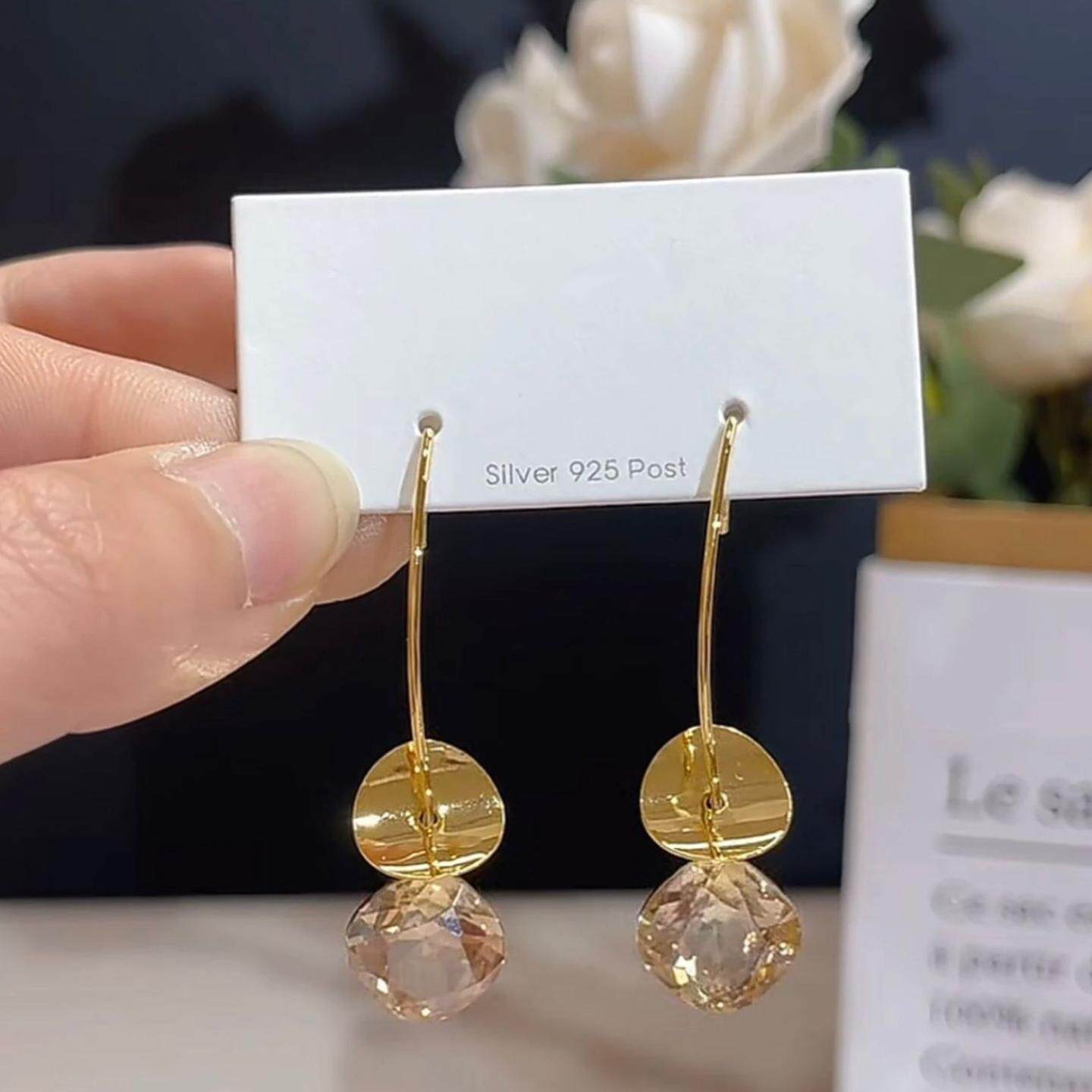 新款金色2025亮片高级感耳环耳钉女 可爱时尚个性复古气质耳