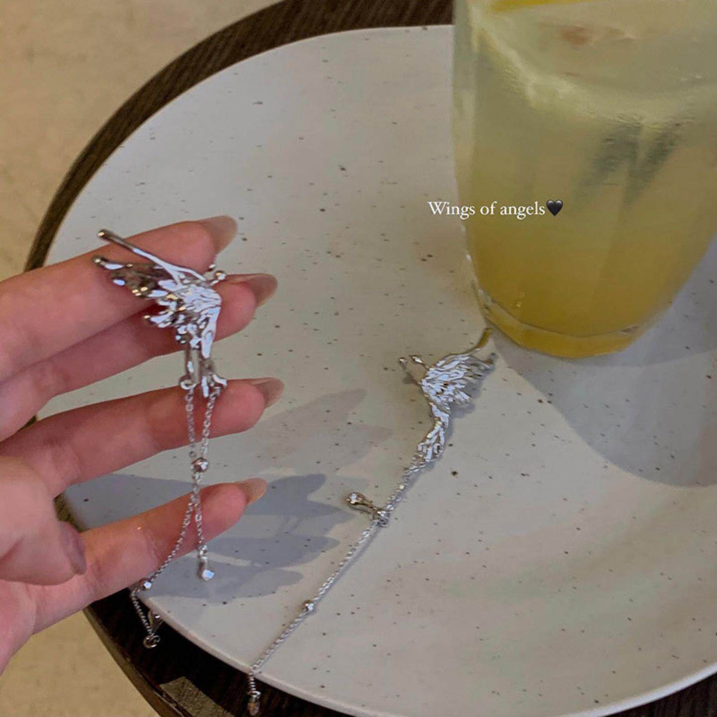 天使之翼 蝴蝶流苏耳环女夏小众感耳挂耳夹无耳洞耳骨夹耳饰