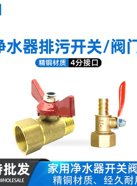 净水器排污阀4分内牙铜一体阀
