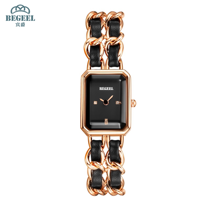 begeel宾爵 黑方糖 品牌正品进口机芯石英防水时尚休闲女士手腕表