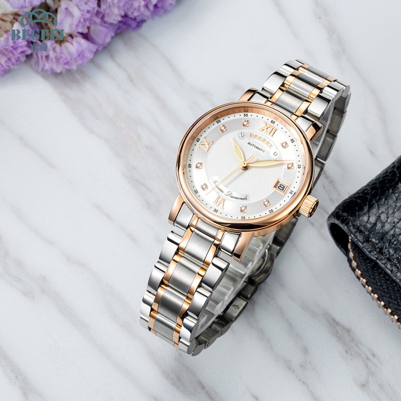 宾爵真钻女表全自动机械表防水夜光高级女士手表轻奢小众腕表女款