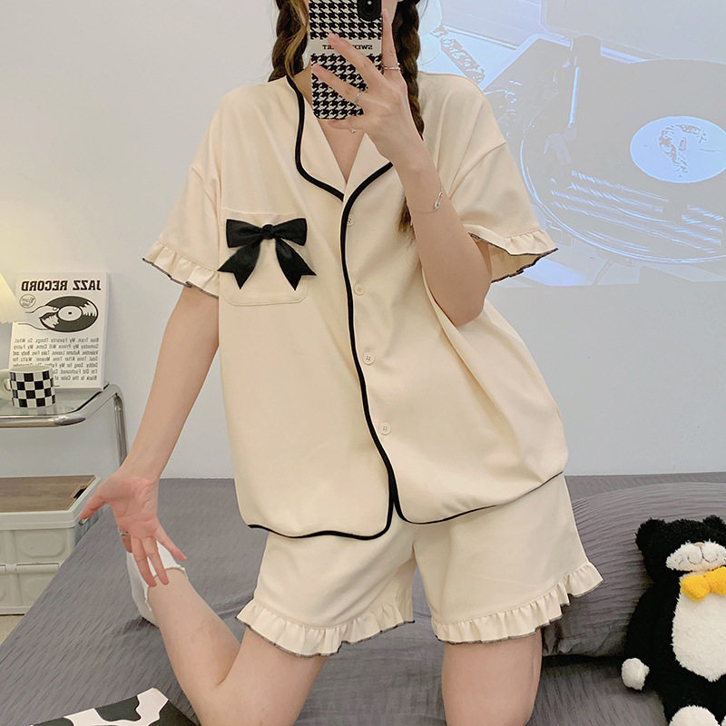 法国gentle motto小碎花睡衣女夏季短袖棉质年新款夏天开衫少女