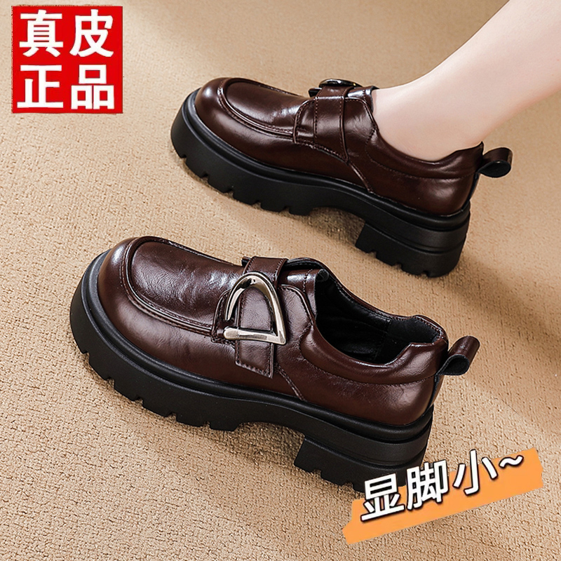 紅鲭蜒小皮鞋配裙子通勤单鞋女