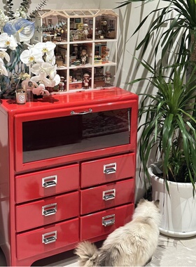 日式复古铁皮柜金属抽屉柜环保餐边柜收纳柜网红ins装饰dulton