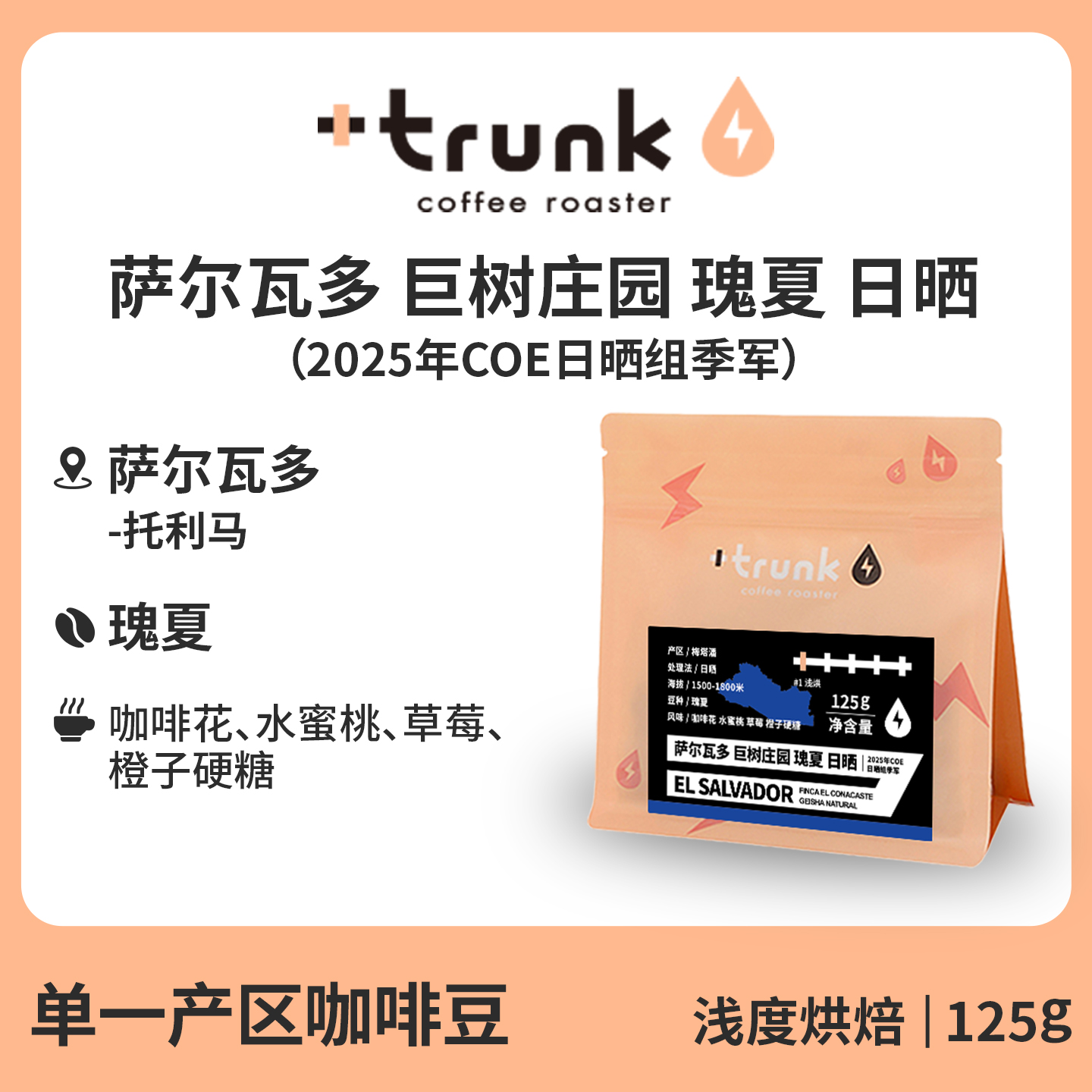 萨尔瓦多巨树庄园日晒瑰夏咖啡豆