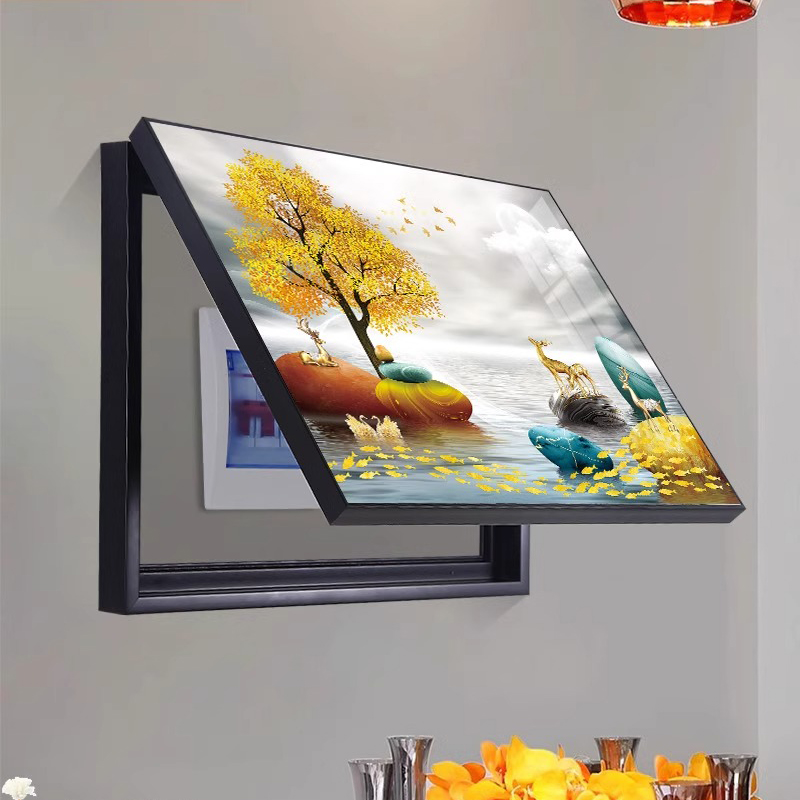 电表箱装饰画免打孔客厅配电箱遮挡画电闸箱弱电箱轻奢挂画图片