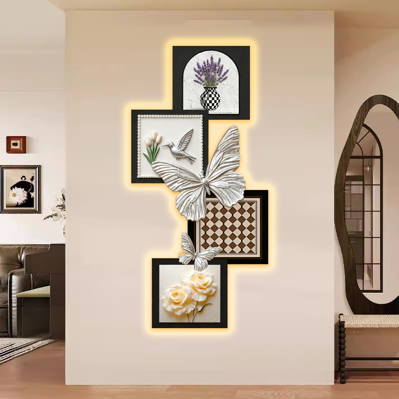 抽象花卉法式玄关氛围灯画