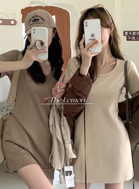 连衣裙2025新款女春秋打底裙子显高显瘦短裙夏季修身小个子t恤裙