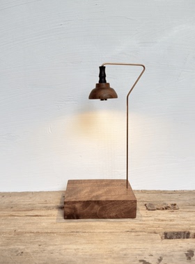 黑胡桃实木小夜灯家居装饰品创意礼品奶油原木风手办展示台座摆件