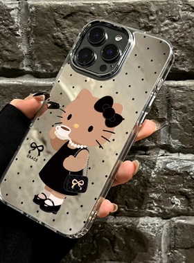小香风kt猫波点镜面手机壳iPhone16prommax小众15pro甜美14/13可爱高级感12pro个性11华为p80/mate70小米15女