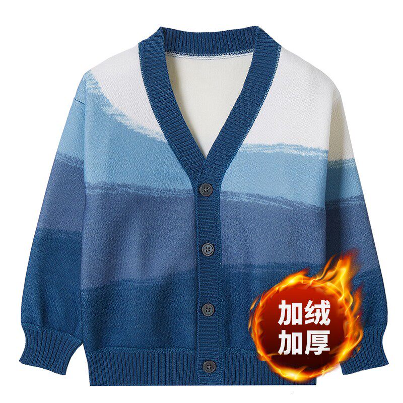 男童毛衣针织衫秋冬装新款中大童男孩加绒儿童长袖保暖上衣打底衫