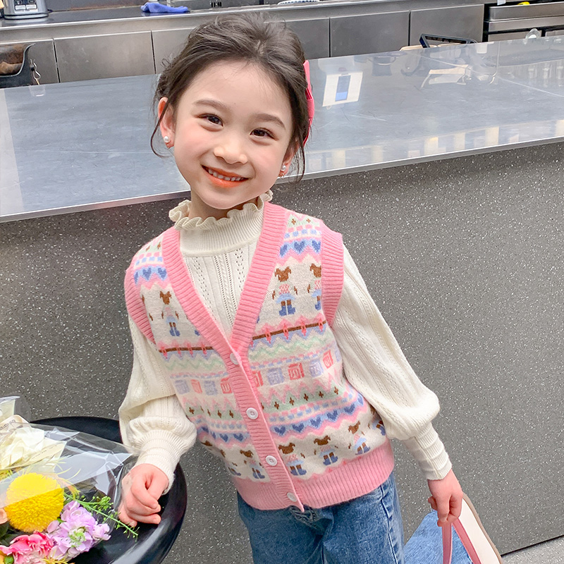 儿童马甲春秋宝宝针织毛线小背心儿童春装毛衣女童马夹外穿坎肩