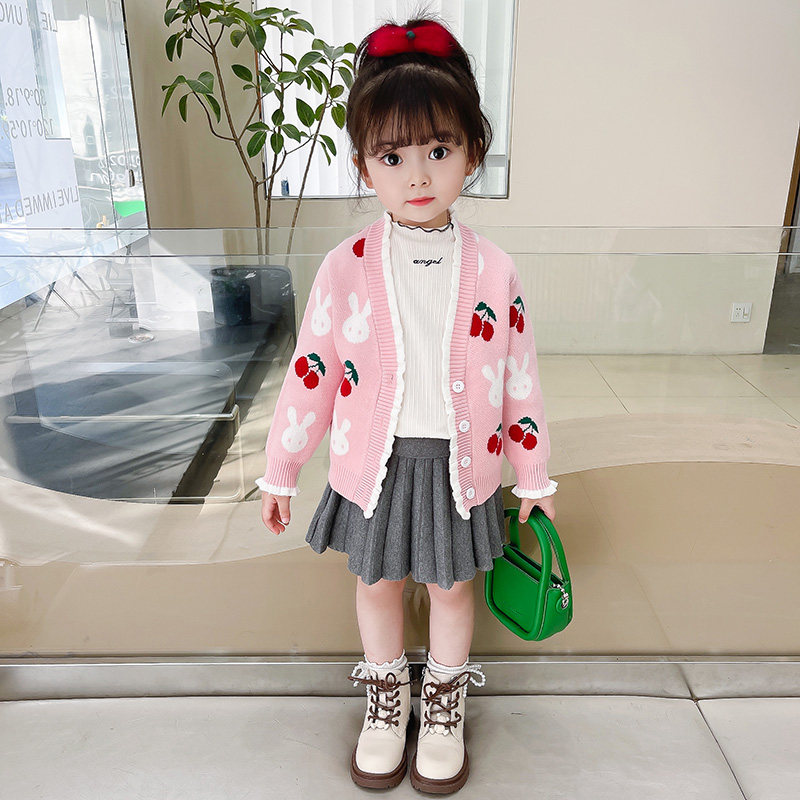 女童毛衣开衫童装秋装新款儿童洋气针织衫宝宝春秋小香风外套