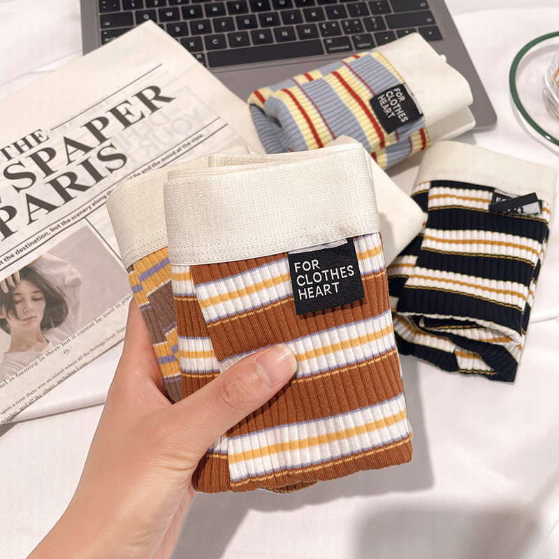 Zackwear纯棉男士内裤男款时尚条纹男生平角裤舒适中腰四角裤短裤