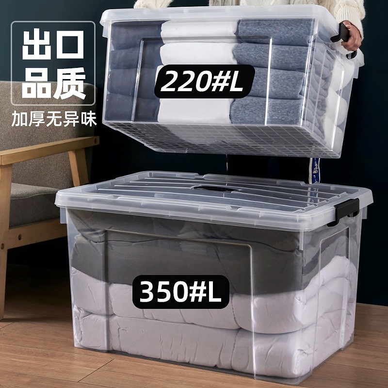 收纳箱特大号家用衣物带盖透明塑料收纳盒车载加厚玩具手提整理箱