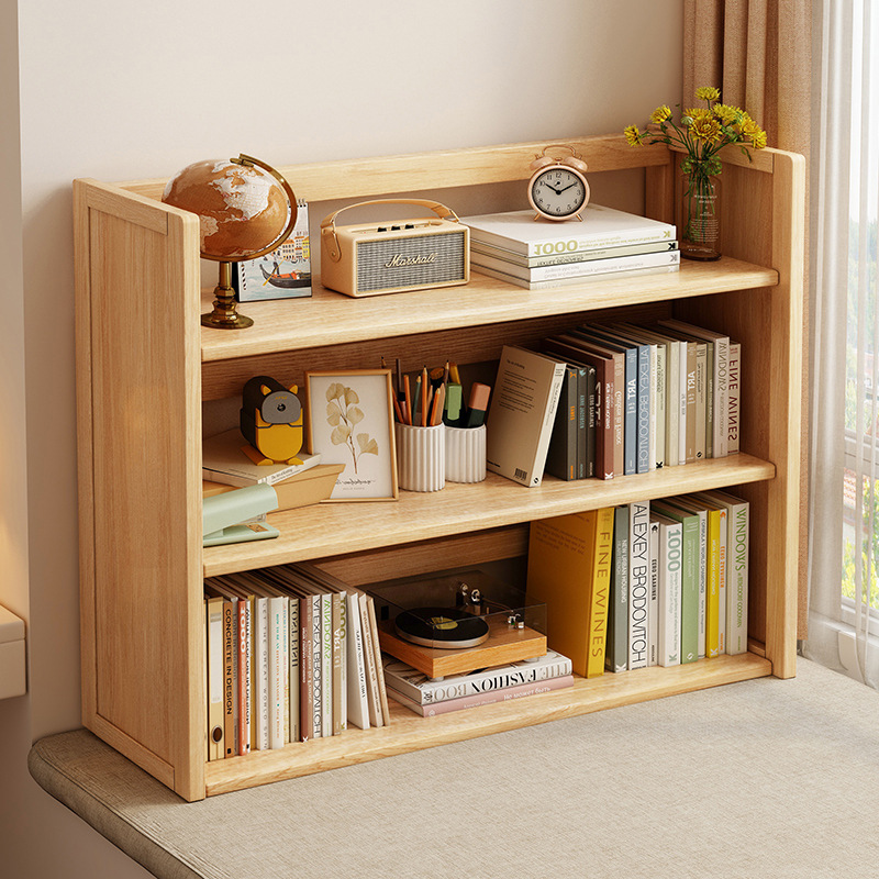 桌面置物架桌上书架办公室工位分多层收纳家用书桌小型实木板架子