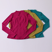 款 瑜伽服修身 健身服女 跑步外套拉链亮色速干长袖 运动上衣春秋新款