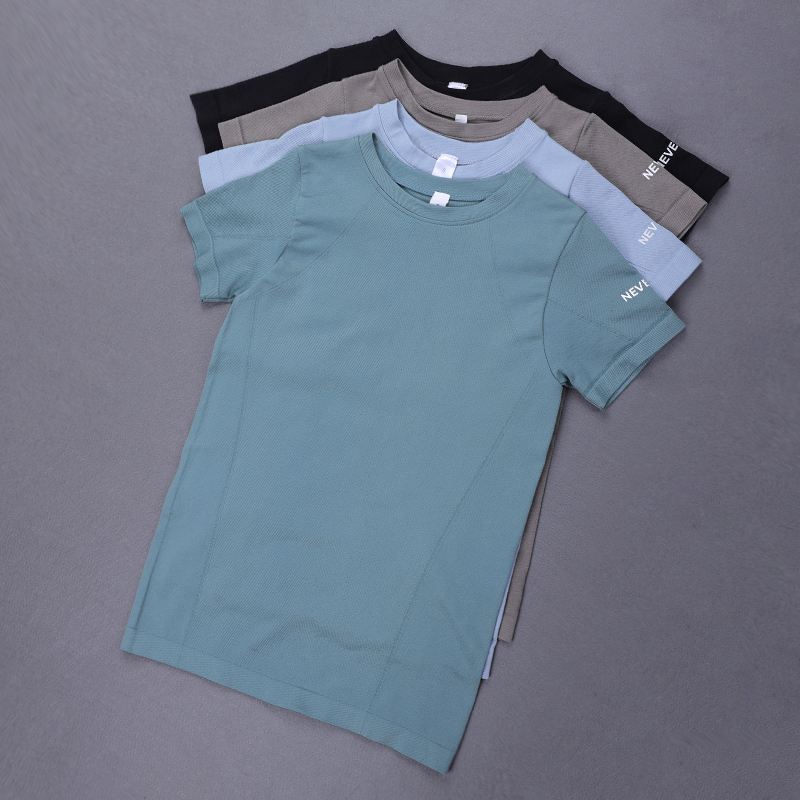 运动短袖女紧身弹力健身服修身显瘦瑜伽上衣跑步训练T恤夏季速干