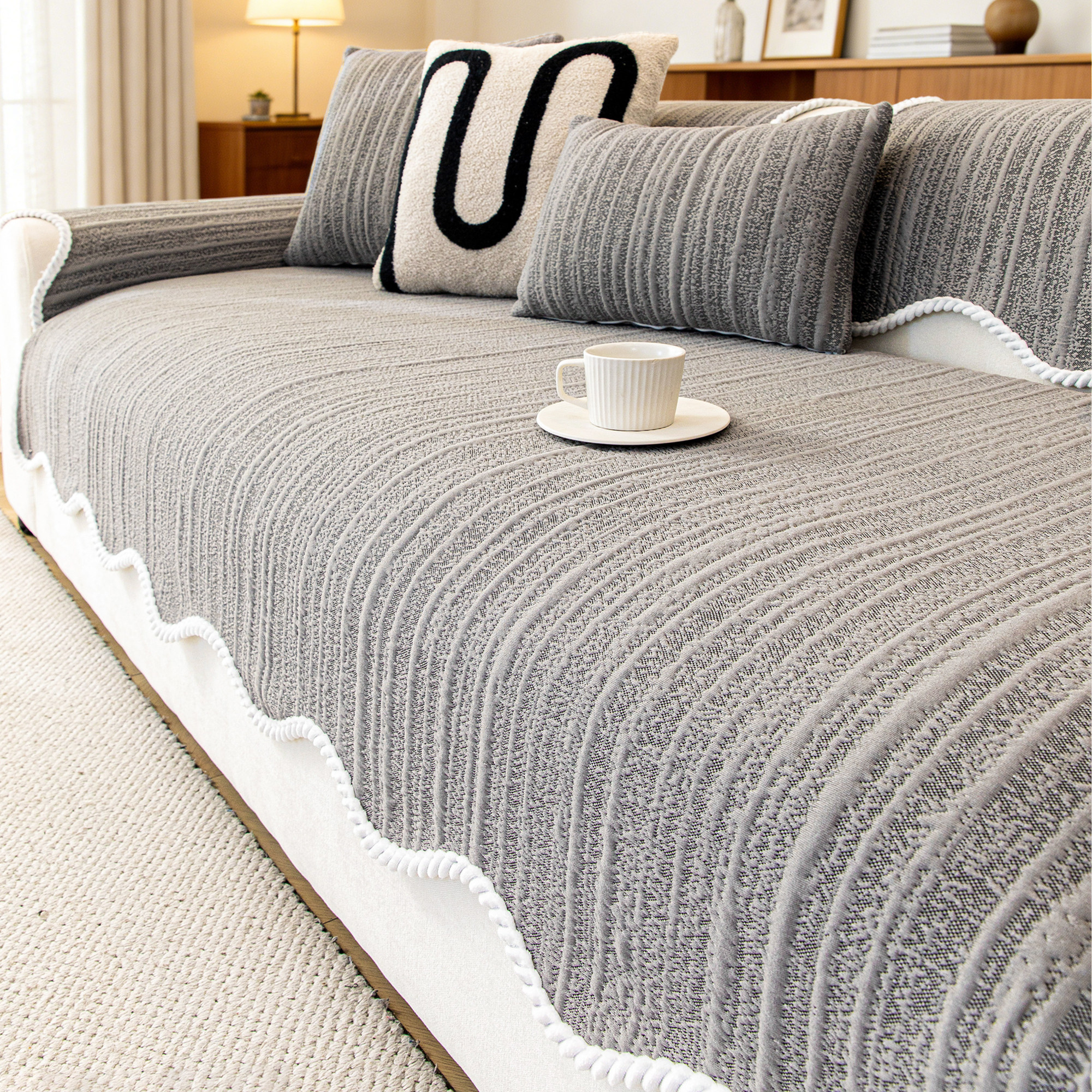 太空棉沙发垫子四季通用2026新款布艺皮沙发盖布固定防滑坐垫夏季