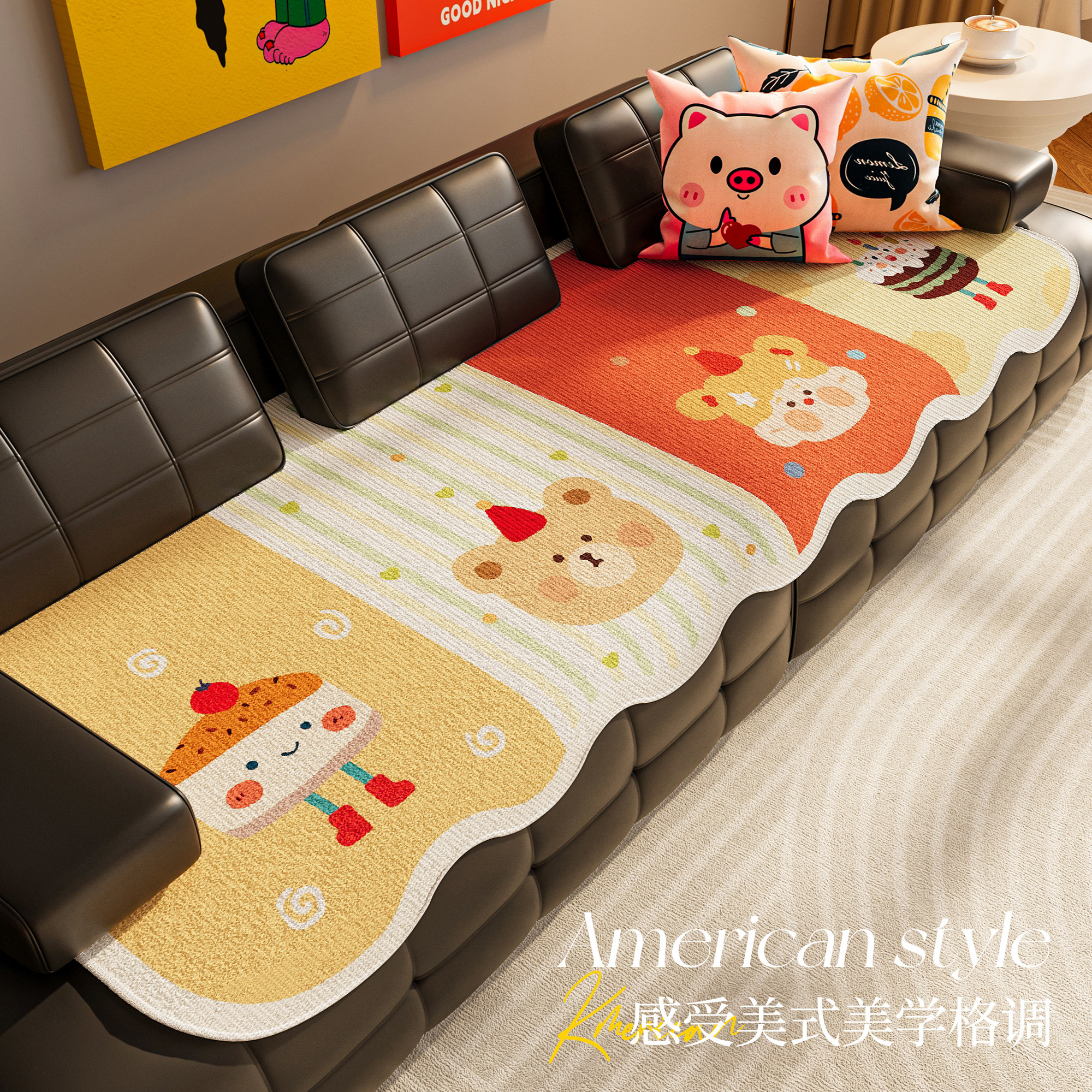 劳伦斯专用皮沙发垫2026新款四季通用固定防滑皮沙发坐垫盖布套罩