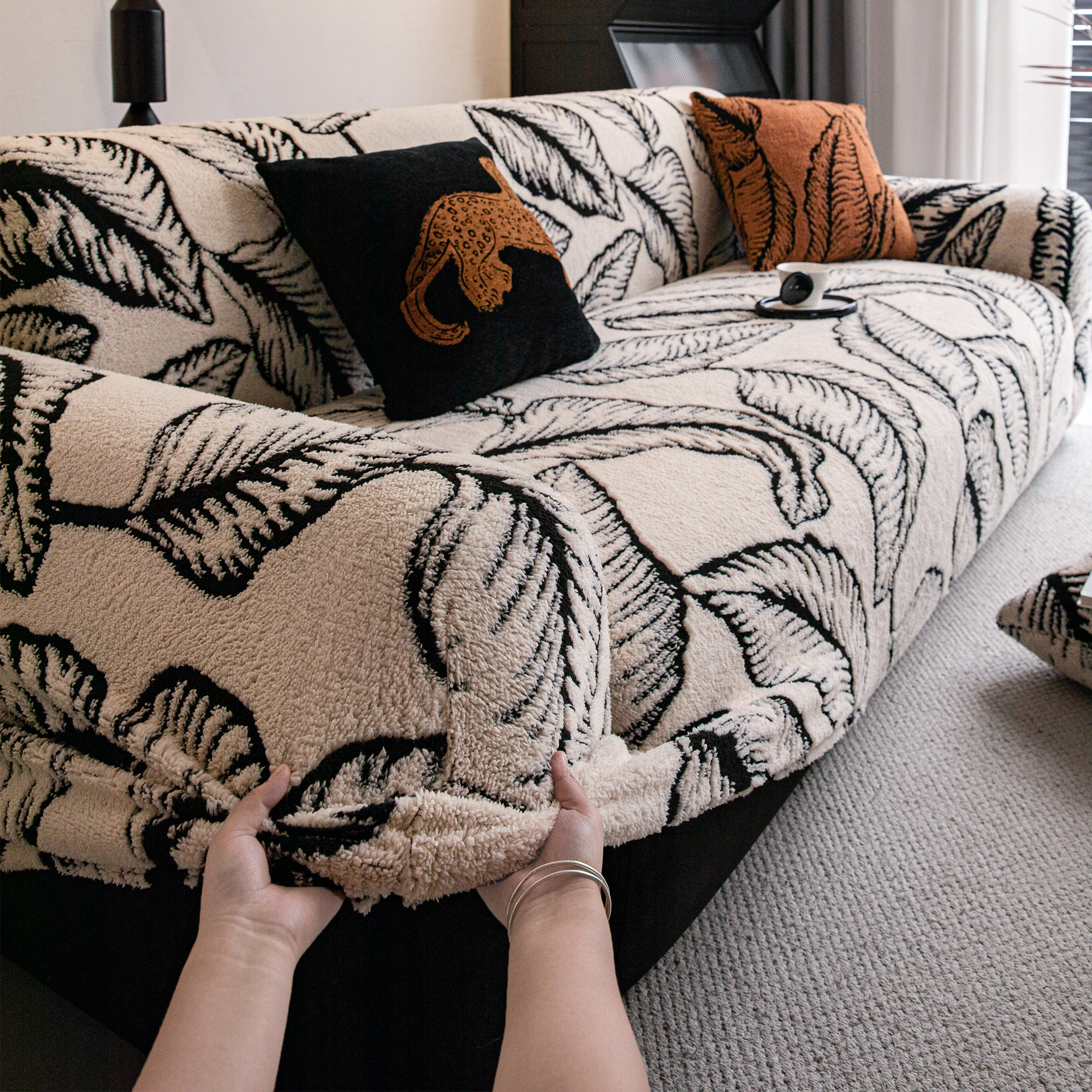 霏彩弹力沙发套罩新款防滑加厚舒棉绒保护笠皮全包边万能沙发垫巾